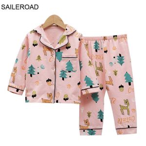 TUONXYE Children Cartoon Excavator Pajamas Girls Kids Animal Printed Pyjamas Girls Pajamas Child Home Wear Boys Sleepwear Set 210908