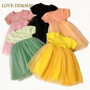 Kärlek ddmm tjejer klänningar sommar casual glittermulticolor mesh klänning barn söt kostym barn fest fancy 210715