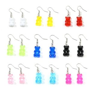 Fashion Charm Simple Cute Colorful Acrylic Animal Bear Dangle Earrings for Girls Women Children Birthday Gift Lovely Jewelry
