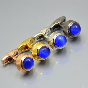 Luxo Cufflinks Cuff Link para homens de alta qualidade clássico azul gema presente de casamento rosa prata preta