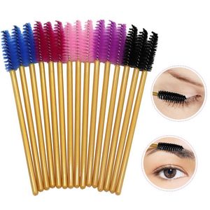 Makeup Brushes Ögonbryn Mascara Wand Eyelash Spoolie Brush 50 st / Set Partihandel Engångs Lash Wands Extension