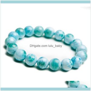 Straski z koralikami Precious niebieskie naturalne bransoletki larimar dla kobiet kobiety 11 mm uzdrawianie kryształowy okrągły koralik bransoletka1 Dr