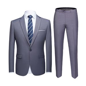 Moda bello grigio abito da uomo abito da sposo abiti da sposa per uomo abito da lavoro formale slim fit (giacca + pantaloni) costumi uomo 210524