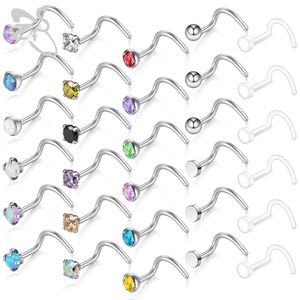 Zs Crystal Studs Mulheres 30 pcs Aço Inoxidável Nose Anéis Índico Feminino Body Piercing Acessórios De Jóias Presentes Para Meninas