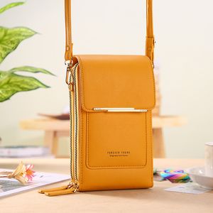 Women Bags Soft Leather Wallets Touch Screen Cell Phone Purse Crossbody Shoulder Strap Handbag for Female Women's Bags Vertical version Coin Key