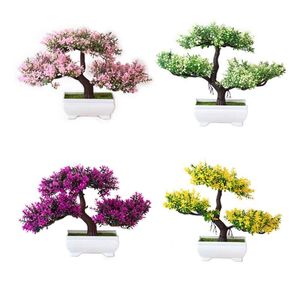 Plantas Artificiais Vasos Bonsai Verde Pequeno árvore Falso Flores Ornamentos para Casa Jardim Decor Party El decorativa Grinaldas