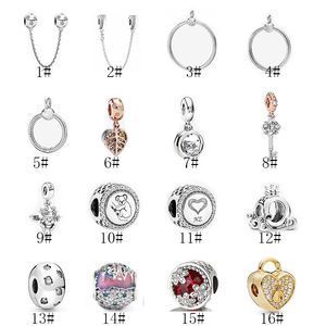 Подлинное 925 Стерлинговое серебро Fit Pandora Bracte Bracte Carmms Crown Charage Mouse Momen Письмо O Бусы Любовь Сердце Голубая Криста Очарование для DIY Бусины Чари