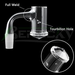 Beracky Full Weld Smoking Beveled Edge Auto-Spinner Sfaccettato Banger al quarzo 25mmOD Tourbillon senza cuciture / Chiodi diamantati rotanti per vetro Acqua Bong Dab Oil Rigs