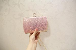 2022 new fashion pink Sequined Scrub Clutch Women's Evening Bags Clutches Gold Wedding Purse Female Handbag 01