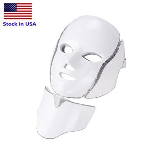 Stock in USA Color LED Light Therapy Face Photon Skin Rejuvenation Beauty Machine Facial Neck Mask Wrinkle Removal With Microcurrent For Skin Whitening Device