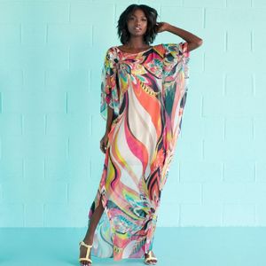 Beach Dress Kaftan Pareo Sarongs Sexy Cover-Up Chiffon Bikini Swimwear Tunic Swimsuit Bathing Suit Cover Ups Robe De Plage #Q97 210420