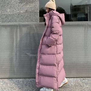 Cappotto femminile imbottito in cotone alla moda Parka Giacca invernale lunga con cappuccio allentata Abbigliamento donna Capispalla oversize caldo