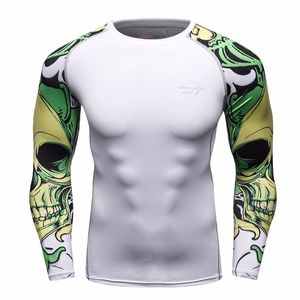 Män MMA Compression Shirts Rashguard Fitness Långärmade Base Layer Skin Tight Tyngdlyftning T 22 210721