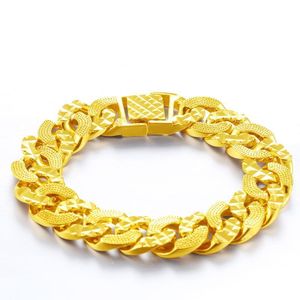 Braccialetti cubani di rame color oro vintage di lusso 24K Braccialetti da uomo retrò Braccialetti Accessorio maschile Fascino di gioielli rock per feste Hip Hop