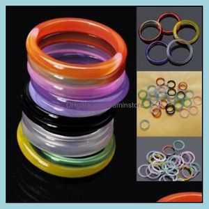 50/100Pcs Wholesale Ring Jewelry Lots Natural Agate Gemstone Mix Colorf Rings Drop Delivery 2021 Three Stone Rux17