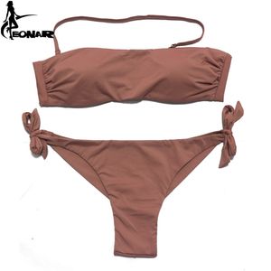 Eonar Bikini сплошные женщины купальник бразильский нарезка нижний набор Push Up Купальники Femme купальные костюмы спортивные пляжные носить 210629