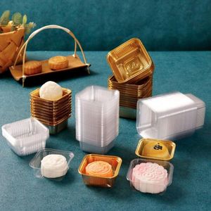 Geschenk Wrap Mooncake Goldene Blisterbox Hausgemachte Süßigkeiten Kekse Plastiktüten Transparente Lebensmittelverpackungen für Mitte Herbstfestival