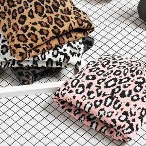 Other Home Textile Leopard Print Winter Hat Warm Wool Knitted Hat For Woman Adults Soft Stretch Leopard Beanies Cap T2I53049