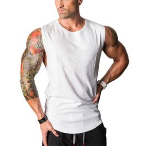 MuscleGuys Kolsuz Gömlek Vücut Geliştirme Giyim ve Fitness Erkekler Fanila Katı Tank Tops Boş Erkekler Kas Yelek 210421