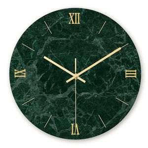 الأخضر الرخام نمط الحائط ساعة عالية لمعان الإبداعية الاكريليك ساعة ديكور المنزل بسيط fasion الحائط 211110