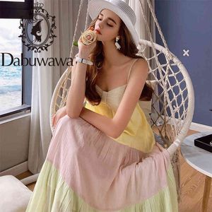 Dabuwawa Exclusive Sexy Candy Spaghetti Pasek Łuk Długa Sukienka Kobiety Summer Beach Dress Elegant Party Dresses Vestidos Do1BDR014 210520