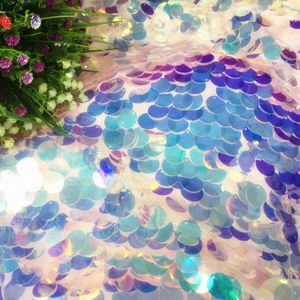 18MM Colored large fish scale fabric Mermaid skirt Sequin cloth Lace cloth Wedding cloth Clothing fabric Illuminant wholesale 210702