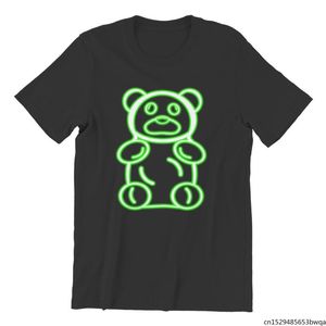 Erkek t-shirt neon yeşil sakızlı ayı özel siyah tişörtleri t-shirt