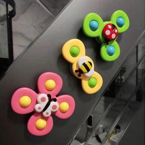 Gyro Animal Sucker Shower Grasping Spinner Spinning Fidget Top Gyroscope Spin Bathroom Bathtub Toy Baby Boys Bath Suction Cup Bathing Toys Kids