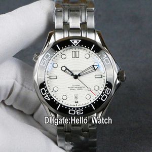 Zegarki Mężczyźni Luxury Brand Limited 007 Dive 300m 210.30.42.20.04.001 Biała Dial tekstury Dial Automatyczny Zegarek MNS Black Bezel Bransoletka ze stali nierdzewnej