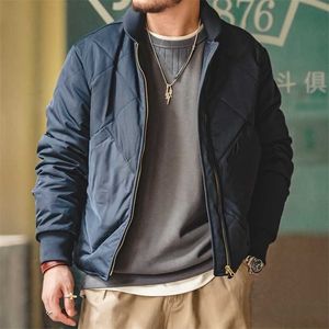 Maden Winter Men Solid Color Retro Parka Stand Collar Warm Thick Cotton Jacket Fashion Casual Coat Male Army Green 211214