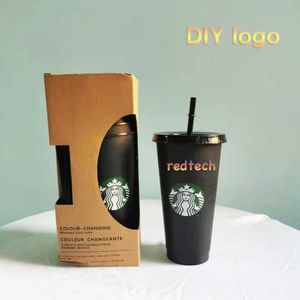 Wholesale starbucks black cup with straw for sale - Group buy Starbucks Cup Tumblers oz ml Reusable Black Cups DIY custom logo Tumbler Drinking Flat Bottom Pillar Shape Lid Straw Mug