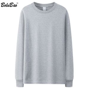 Bolubao Marka Mężczyźni Solidne Koszulki Letnie Męskie Bawełniane Trendy Koszula Koszula Mężczyzna Casual Z Długim Rękawem T Topy Wiele kolorów 210518