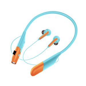 AKZ-R11 BT 5.1 Neckband h￶rlurar sport￶rlurar tr￥dl￶st mikrofon headset hals h￤ngande halsband med mic ficklampa
