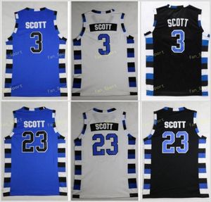 One Tree Hill Ravens Jersey 3 Lucas 23 Nathan Brother Movie Basketbol Formaları Renk Takımı Siyah Beyaz Mor Nakış ve ED Kalitesi