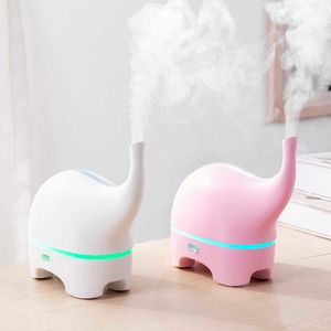 USBアロマディフューザー面白い象DC 5V超音波エッセンシャルオイルカラーLED Humidificador携帯用空気加湿器の霧210724