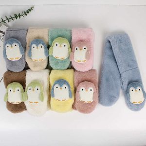 Coreano bonito dos desenhos animados pinguim cross pelúcia colarinho crianças lenço de inverno meninos garotas garotas garotas garotas grossas mornas lenços de bebê scarves Q79 H0923