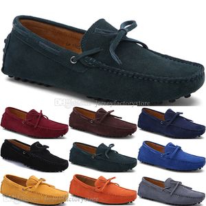 2068 New Fashion mens Scarpe casual in pelle Stile britannico primavera Coppia Genuine Peas Scrub uomo Drive Lazy man soprascarpe outdoor comodo traspirante nero giallo