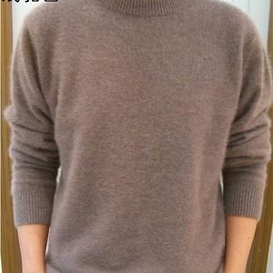 Lafarvie Off Sprzedaż Standardowe Solidne Pulowers Pełne Rękawy O-Neck 100% Mink Cashmere Swetry Jesień Zima Mężczyźni Casual Knit Jumper 210812