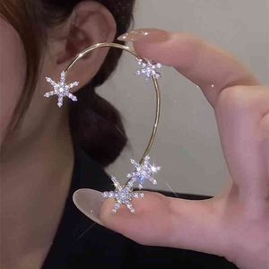 Brinco de cartilagem de floco de neve de ouro cintilante para mulheres sem piercing cuff clipes não-piercing anéis jóias