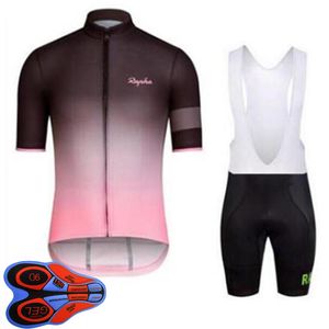 Mens Rapha Team Cykling Jersey Bib Shorts Set Racing Cykel Kläder Maillot Ciclismo Sommar Snabb Torr MTB Bike Kläder Sportkläder Y21041047