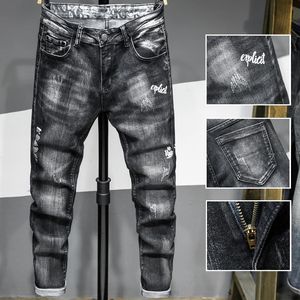 Mäns Jeans byxor för män Denim Trousers Biker Högkvalitativ Manlig Slim Casual Designer Fashion Boys Hip Hop Streetwear