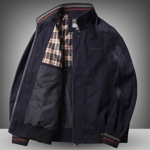 高品質のジャケットメンズ96％コットンスプリング秋秋の緩い大型ジャケット中年のカジュアルウェア冬の服211025