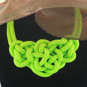 Chokers Arrival Fluorescence Color Cord Knit Statement Ethnic Choker Necklace For Women Vintage Style Wholesale Jewelry