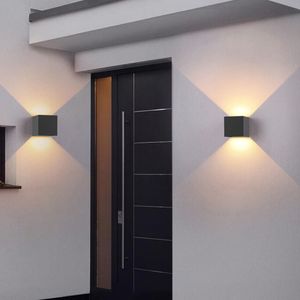 LEDs de parede externa ￠ prova d'￡gua LED 12W 3000K IP65 Alum￭nio fosco Mondern Ilumina￧￣o Black Mount para cima e para baixo alces modernas Luzes de jardim Crestech Indoor Crestech