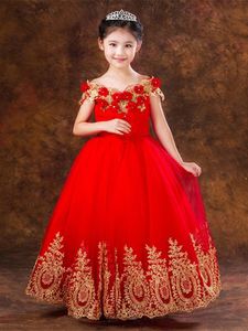 Mädchenkleider Blumenmädchen-Kleid mit durchsichtigem Ausschnitt, handgemachte Blumen, formelle Kleidung für Kinder, Hi-Lo-Satin-Mädchenkleid für die Hochzeit