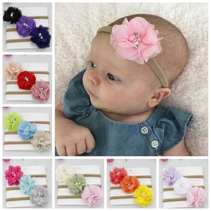 3 pz/lotto neonate chiffon fiore fascia neonato kaki nylon copricapo accessori per capelli set bambini foto puntelli regali