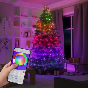 Strängar USB Powered Copper Fairy String Lights Color Changing Music Sync Bluetooth App Phone Starry Christmas Tree Party Decor