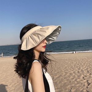 Sun Hat Womens Summer Anti-UV Floppy Beach Wide Side Hat Bomull Fashion Straw Hats