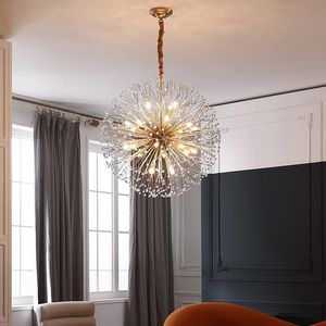 Pendant Lamps Modern Dandelion Art Crystal Beads Led Lights Lustre Bedroom Dining Room Bar Indoor Lighting Lamp Hanging Light Fixture