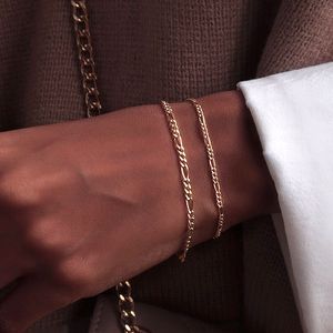 3 / 4mm bredd guld fylld Figaro kedja armband kvinnor rostfritt stål varm mode läcker kedja armband för män smycken gåva